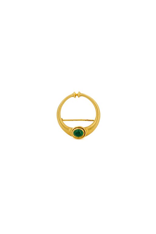 18k Yellow Gold Emerald Brooch