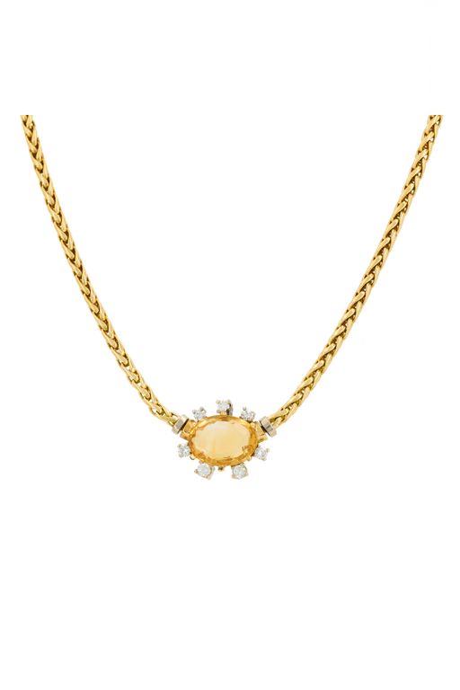 White and Yellow Gold Citrine and Diamond Necklace