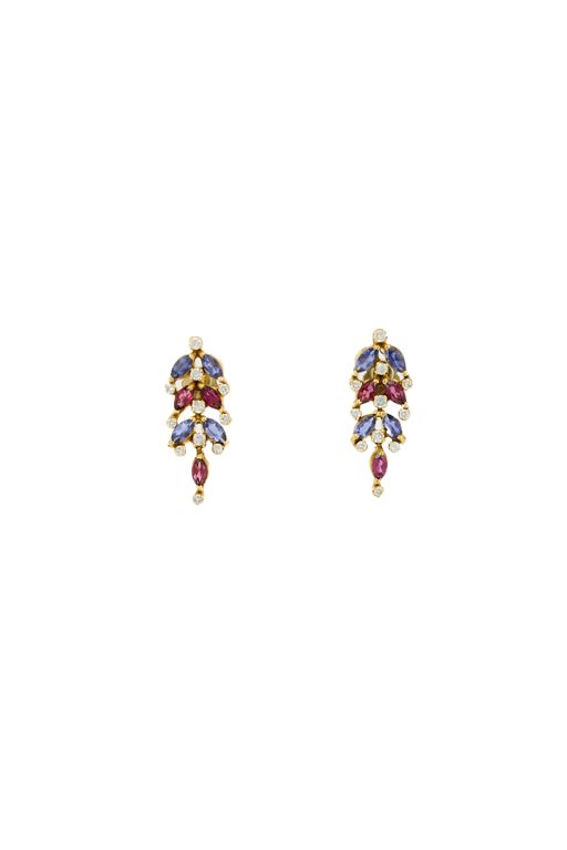 Yellow Gold Gemstone and Diamond Earrings
