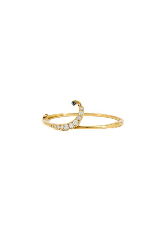 18k Yellow Gold Bue Stone and Diamond Bracelet