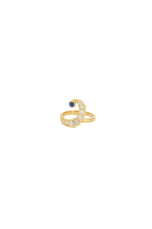 18k Yellow Gold Sapphire and Diamond Ring