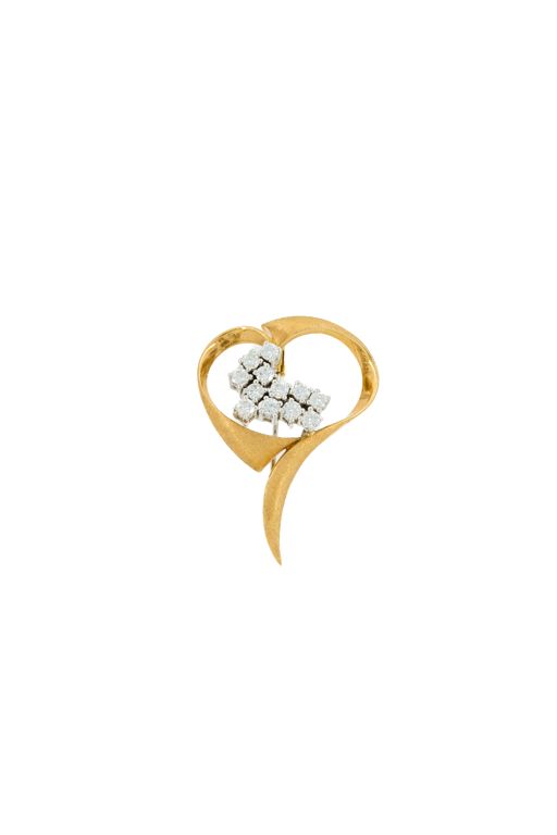 18k White and Yellow Gold Diamond Brooch