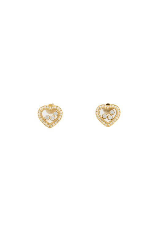 Yellow Gold Diamond Heart Stud Earrings
