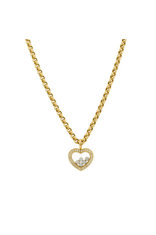 18k Yellow Gold Diamond Heart Pendant Necklace