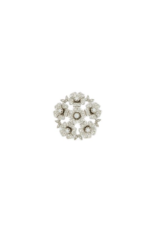 18k White Gold Diamond Flower Brooch