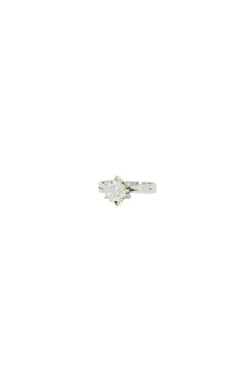 18k White Gold Diamond Solitaire Flower Ring
