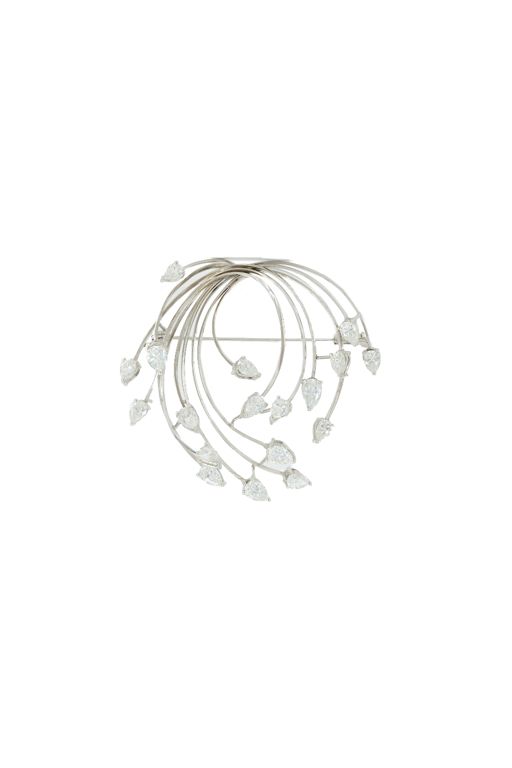 18k White Gold Diamond Wreath Brooch