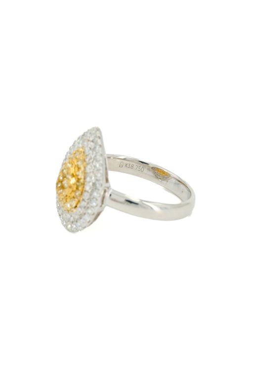 18k Yellow and White Gold Diamond Drop Ring
