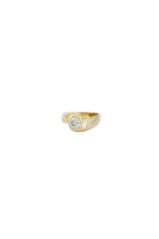 14k Yellow and White Gold Diamond Solitaire Ring