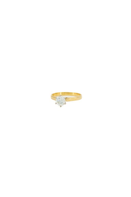18k Yellow and White Gold Diamond Solitaire Ring