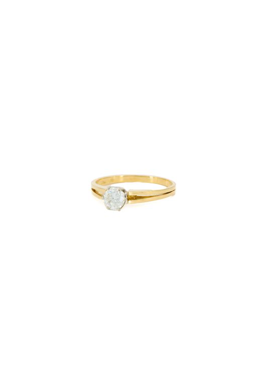 18k Yellow and White Gold Diamond Solitaire Ring