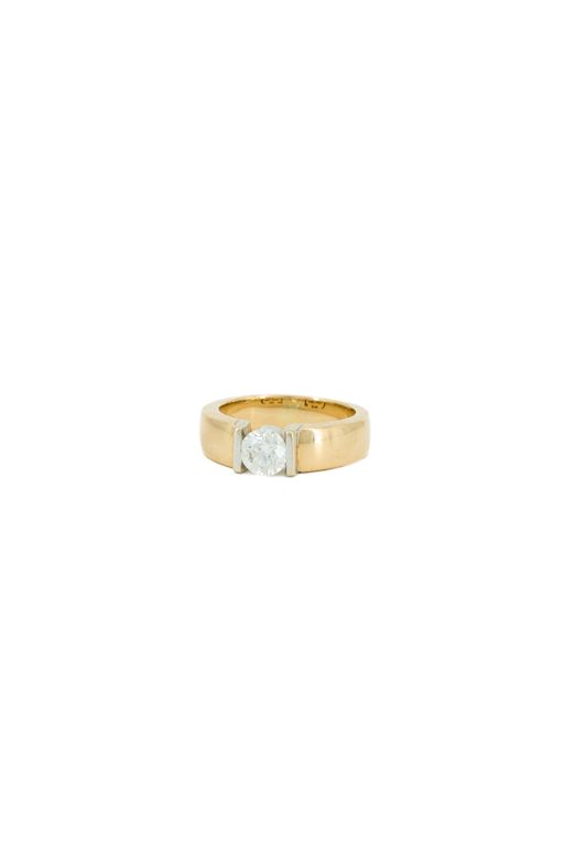 14k Yellow and White Gold Diamond Solitaire Ring