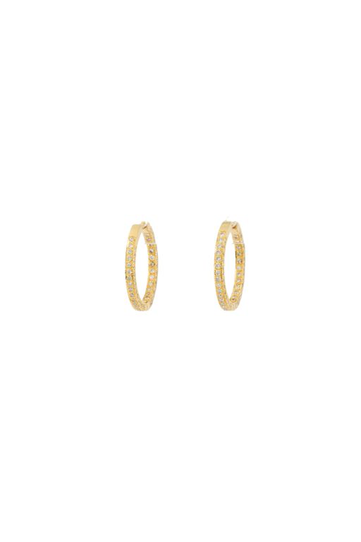 14k Yellow Gold Diamond Creole Earrings