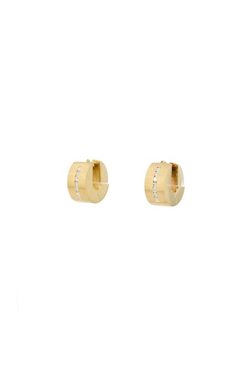 14k Yellow Gold Diamond Creole Earrings
