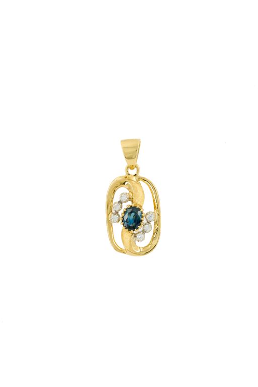 18k Two-Tone Gold Sapphire and Diamond Pendant