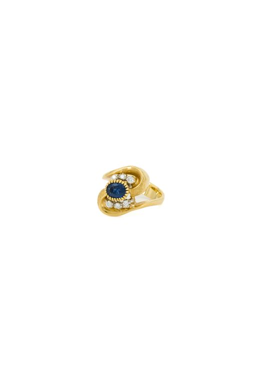 18k Two-Tone Gold Sapphire and Diamond Ring