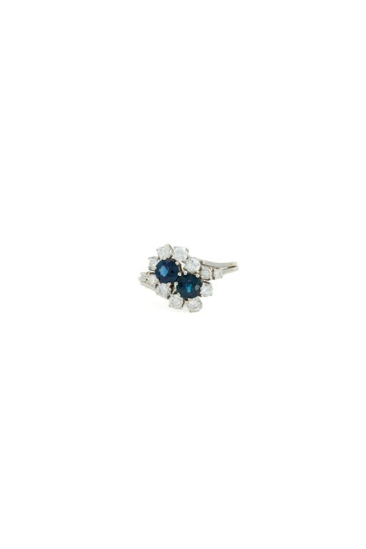 14k White Gold Sapphire and Diamond Ring