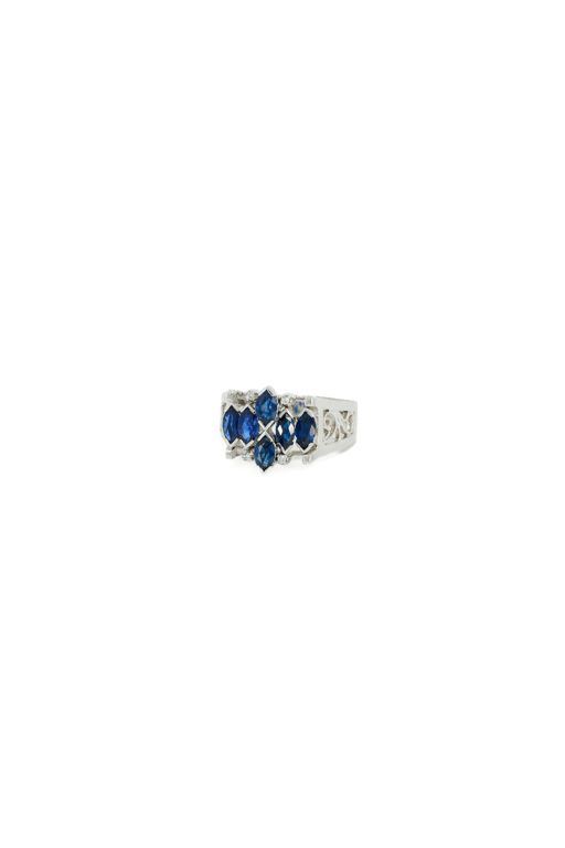 14k White Gold Sapphire and Diamond Ring