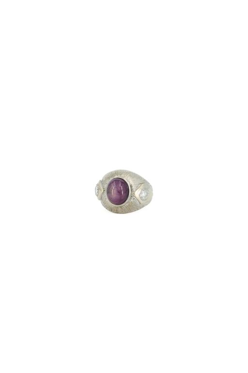 18k White Gold Star Ruby and Diamond Ring