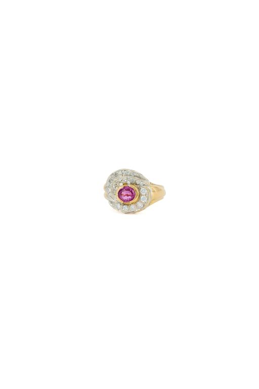 18k Two-Tone Gold Sapphire and Diamond Ring