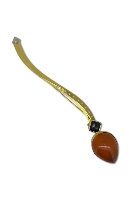 18k Gold Multi-Gem Brooch
