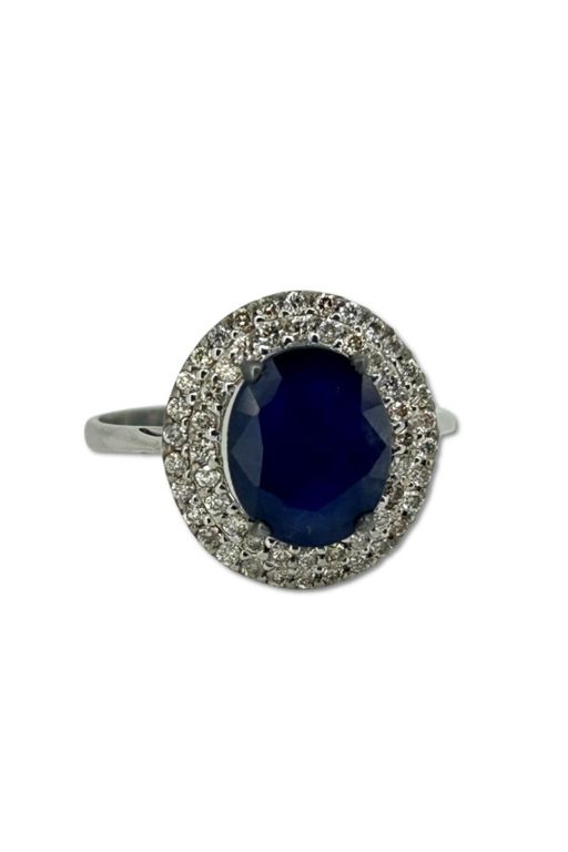 14k Gold Sapphire and Diamond Ring