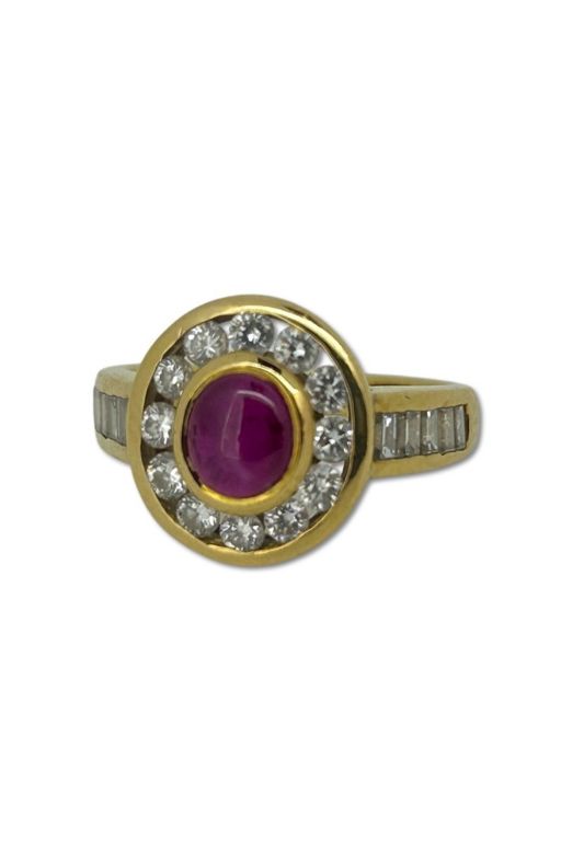 18k Gold Ruby and Diamond Ring