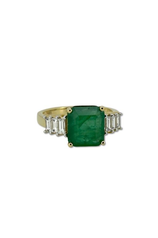 14k Gold Emerald and Diamond Ring
