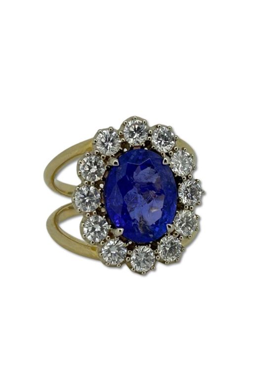 14k Gold Tanzanite and Diamond Ring