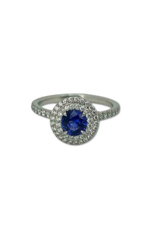 Platinum Sapphire and Diamond Ring