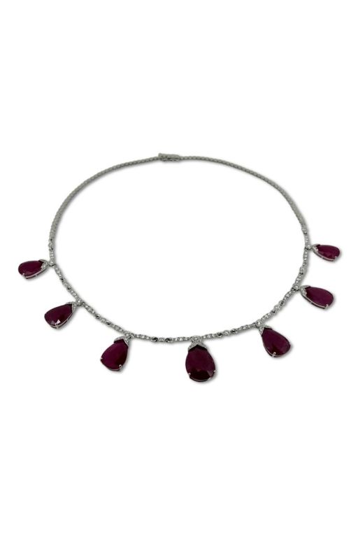14k Gold Ruby and Diamond Necklace
