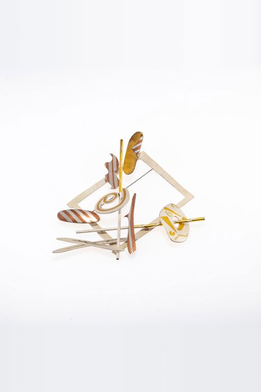 Silver, Copper, Tombac and Gold Brooch