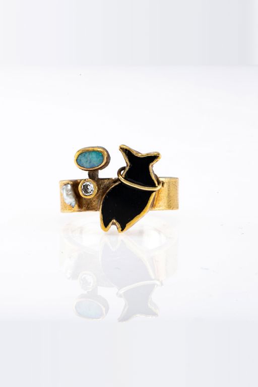 Silver and Gold Multi-Gem Ring