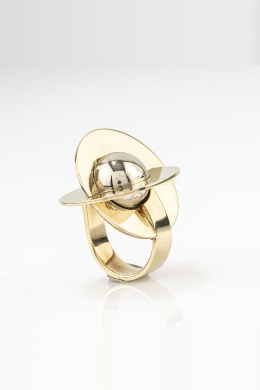 18k Yellow Gold and Sterling Silver Ring