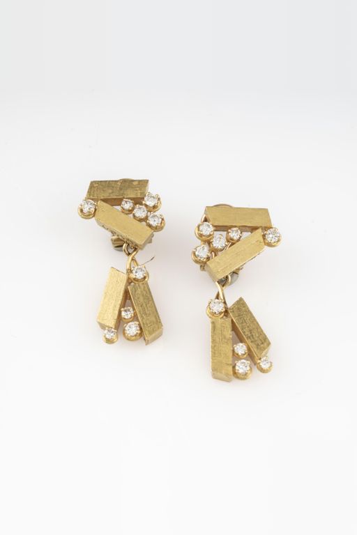 Pair of 18k Gold Diamond Earrings