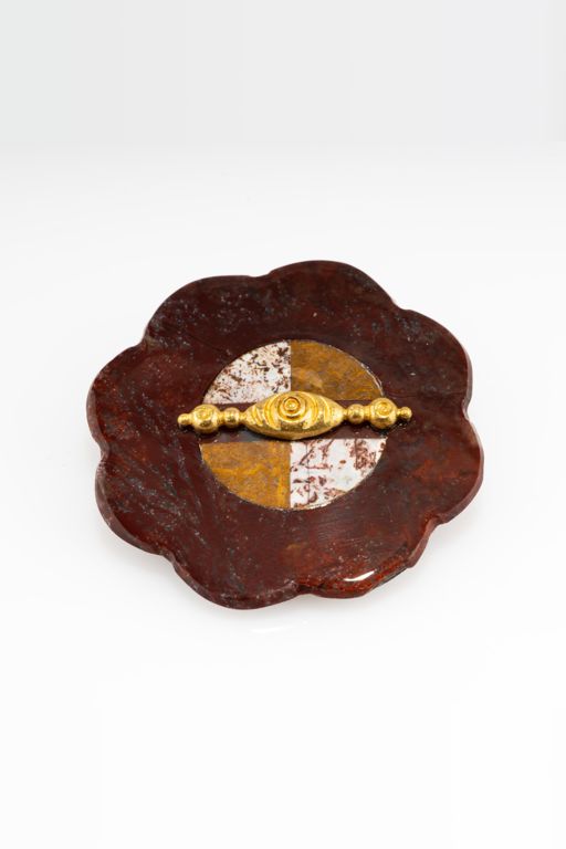 Sterling Silver and Gold Agate Brooch