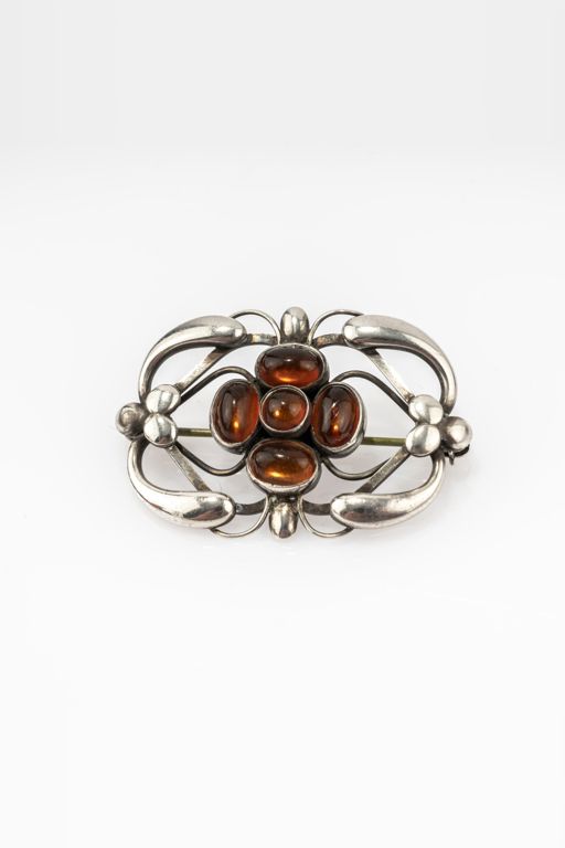 Sterling Silver Amber Brooch