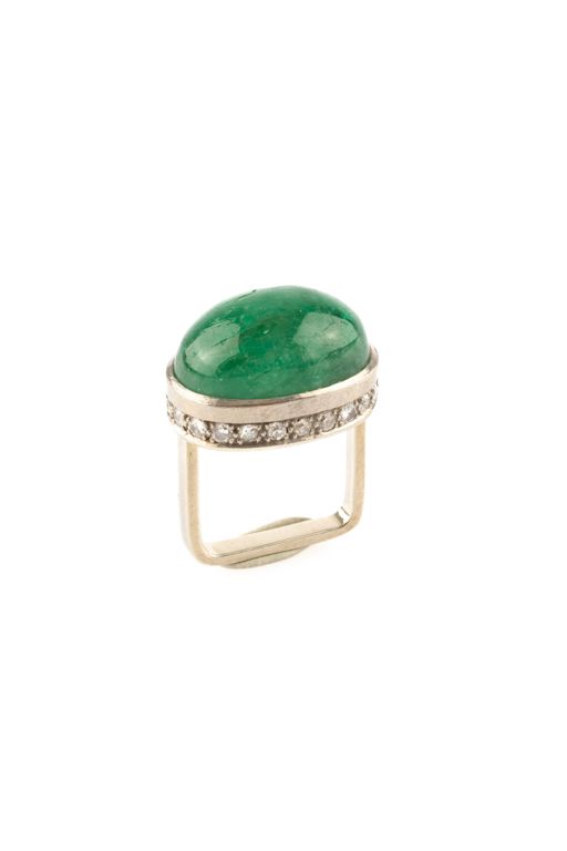 14k Gold Emerald and Diamond Ring