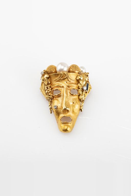 Gold Multi-Gem Brooch