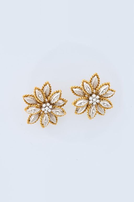 Pair of 18k Gold Diamond Earrings