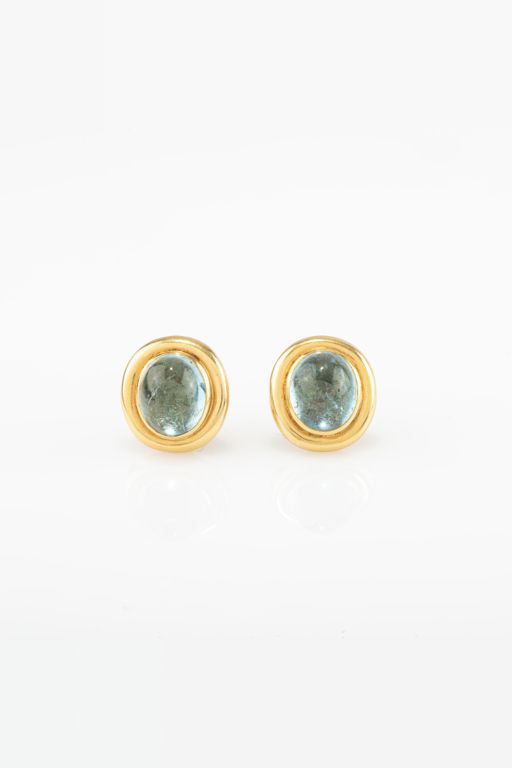 Pair of 18k Gold Aquamarine Earrings
