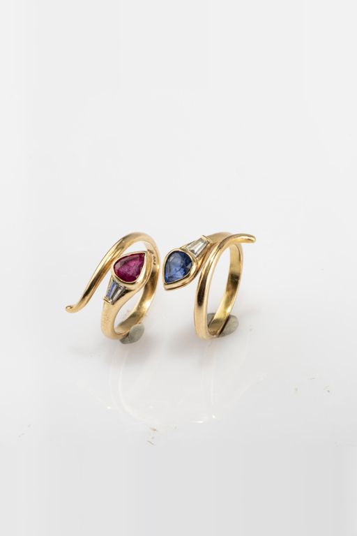 Two 18k Gold Multi-Gem Rings