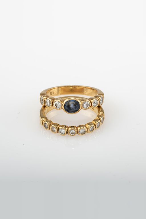 Two 18k Gold Sapphire and Diamond Rings