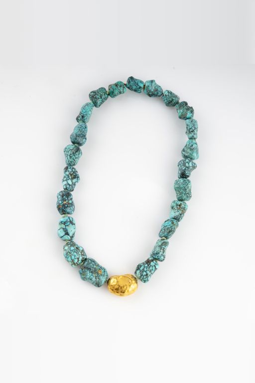 18k Gold Turquoise and Diamond Necklace