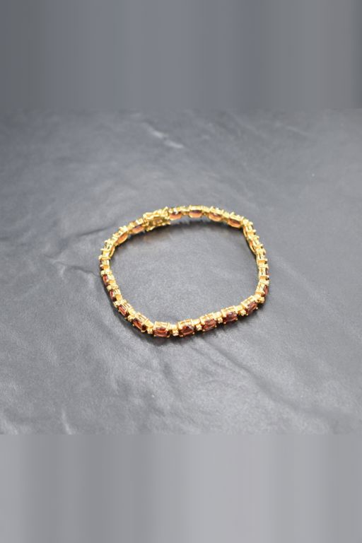 14k Yellow Gold Garnet and Diamond Tennis Bracelet