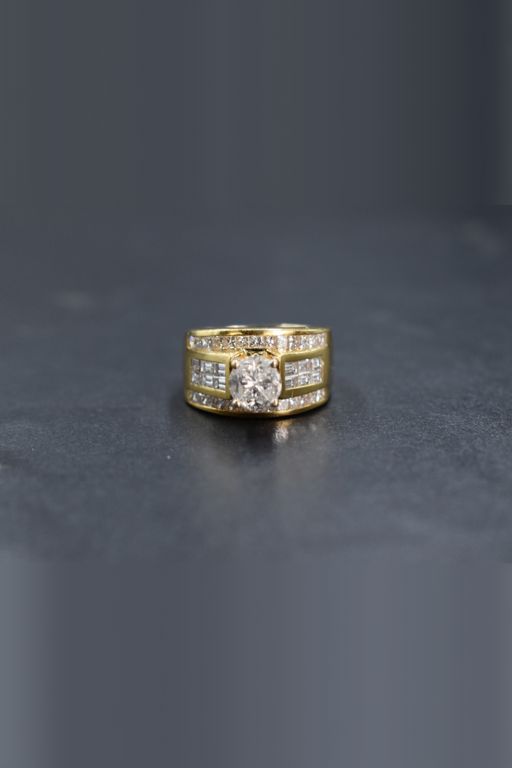 High Carat Yellow Gold Diamond Dress Ring
