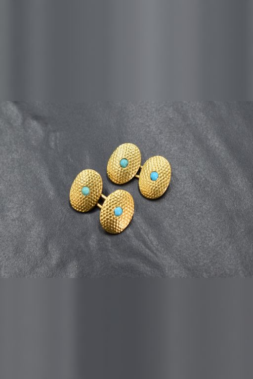 18k Yellow Gold Turquoise Cufflinks