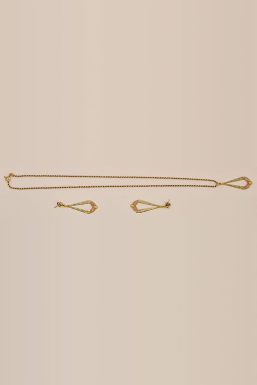 9k Gold Pendant Necklace and Earrings