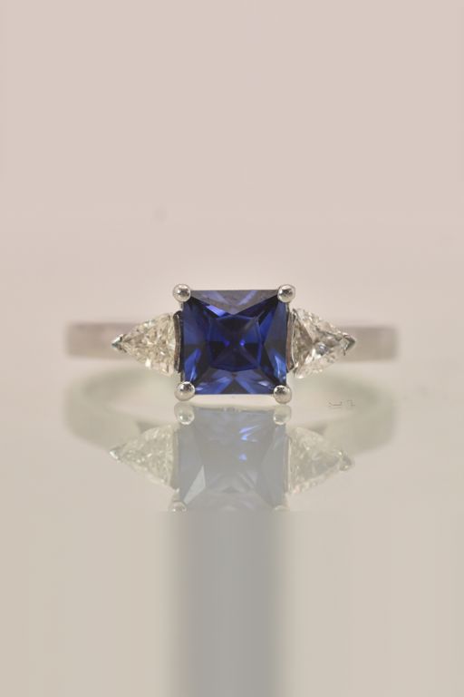 Platinum Sapphire and Diamond Ring