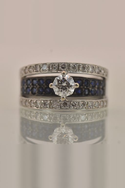 18k Gold Sapphire and Diamond Ring